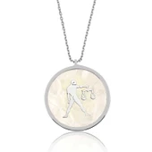 Gümüş Sedef Taşlı Terazi Burcu Bayan Kolye - 1