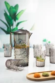 Akrilik Füme Sürahi 2,3 lt Ve 6lı & Su Meşrubat Kahve Yanı Bardağı 400 ml Seti ( Cam Değildir ) - 3