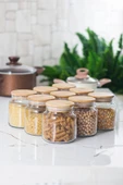 9 Lu Set Bambu Kapaklı Cam Kavanoz & Erzak Saklama Kabı 500 ml Küçük Boy ( Vakum Kapak ) - 4