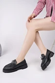 Muggo CRASHER Kalın Taban Tokalı Günlük Casual Makosen Kadın Loafer Ayakkabı - 3