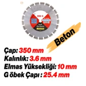 350 mm Beton Kesme Testeresi Elmas Testere Bıçağı Kesim Beton Keser Bıçak 350 mm - 4