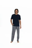 U.S. Polo Assn. Erkek %100 Pamuk 3'lü Çizgili Pijama Takım thumbnail 2