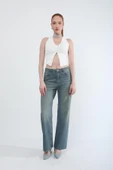 Kadın Yüksek Bel Straight Fit Tint Jean Pantolon - 1