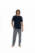U.S. Polo Assn. Erkek %100 Pamuk 3'lü Çizgili Pijama Takım thumbnail 10