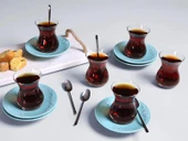 Porland Suzanne Seasons Turkuaz 12 Parça 6 Kişilik Çay Takımı 04ALM006722 - 1