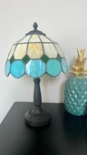 Yüceeller El Yapımı Vitray Retro Barok Abajur Masa Lambası Oturma Yatak Odası yeşil beyaz - 1