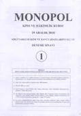 Monopol KPSS ve Hakimlik Kursu 29 Aralık 2018 Adli ve İdari Yargı Hakim ve Savcı Adaylarını Seçme Deneme Sınavı ve Cevap Anahtarı 10 Fasikül Takım - 1