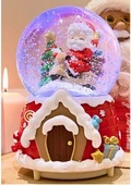 Yılbaşı Noel Baba Hediyeler Temalı Kar Küresi Işıklı Müzikli 13 CM Noel Baba Hediyeler Temalı Küre - 3