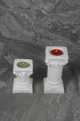 Dekoratif Antik Roma Sütun Şeklinde Beton Tealight Mumluk Set 2 Parça - 2