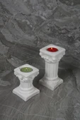 Dekoratif Antik Roma Sütun Şeklinde Beton Tealight Mumluk Set 2 Parça - 1
