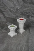 Dekoratif Antik Roma Sütun Şeklinde Beton Tealight Mumluk Set 2 Parça - 3