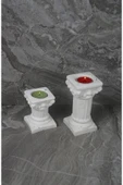 Dekoratif Antik Roma Sütun Şeklinde Beton Tealight Mumluk Set 2 Parça - 5