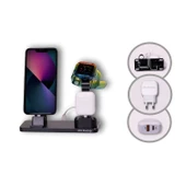 iPhone Şarj Aleti Apple Watch Şarj Aleti Çoklu Şarj İstasyonu 20W Adaptörlü Metal Şarj Standı - 6