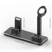 iPhone Şarj Aleti Apple Watch Şarj Aleti Çoklu Şarj İstasyonu 20W Adaptörlü Metal Şarj Standı - 2