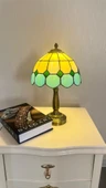 Yüceeller El Yapımı Eskitme Vitray Retro Barok Abajur Masa Lambası Oturma Yatak Odası Yeşil beyaz - 1