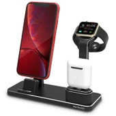 iPhone Şarj Aleti Apple Watch Şarj Aleti Çoklu Şarj İstasyonu 20W Adaptörlü Metal Şarj Standı - 1