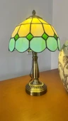 Yüceeller El Yapımı Eskitme Vitray Retro Barok Abajur Masa Lambası Oturma Yatak Odası Yeşil beyaz - 2