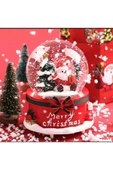 Yılbaşı Noel Baba Işıklı Müzikli Kar Küresi Yeni Yıl Noel Baba ve Çam Ağacı Temalı Kar Küresi 13 CM - 4