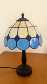 Yüceeller El Yapımı Vitray Retro Barok Abajur Masa Lambası Oturma Yatak Odası mavi beyaz - 5