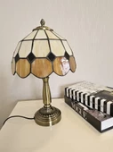 Yüceeller El Yapımı Eskitme Vitray Retro Barok Abajur Masa Lambası Oturma Yatak Odası Kahve beyaz - 2
