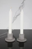 Şamdan Mumluk 2'li Beton El Yapımı Mumluk - 1