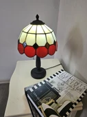 Yüceeller El Yapımı Vitray Retro Barok Abajur Masa Lambası Oturma ve Yatak Odası kırmızı beyaz siyah - 1