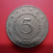 Yugoslavya Merkez Bankası Madeni 5 Dinar (1972 Yılı Üretimi) - 1