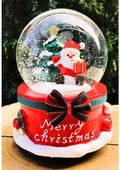 Yılbaşı Noel Baba Kar Püskürtmeli Işıklı Müzikli Noel Baba Çam Ağacı 15CM Yeni Yıl Hediye Kar Küre - 2