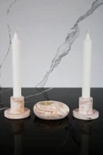 3 Parça El Yapımı Beton Mumluk Set - 1
