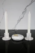 3 Parça El Yapımı Beton Mumluk Set - 2