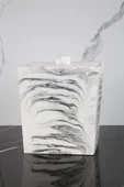 2 parça Mermer Desenli Beton Kare Çöp Kovası Banyo Mutfak Tuvalet Wc 18 Cm 4 Litre - 1