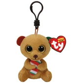 TY Bella - Brown Bear W/Candy Cane Peluş Anahtarlık - 1