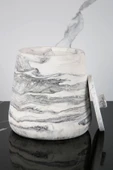 2 Parça Beton Çöp Kovası Banyo Mutfak Tuvalet Wc 18 Cm 4 Litre Kapaklı Kutu - 2