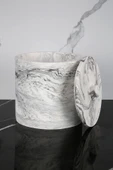 Mermer Desenli Beton Çöp Kovası Banyo Mutfak Tuvalet Wc 18 Cm 4 Litre - 2