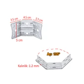 Açılı Köşe Birleştirme 135° Bağlantı Aparatı 4 Adet Mobilya Köşebent Sacı Gönye Metal 35x35x50 mm thumbnail 2