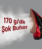 GoldMaster Airjet 2400 Watt Seramik Tabanlı Geniş Su Tanklı 170 gr Etkili Şok Buharlı Ütü - 5