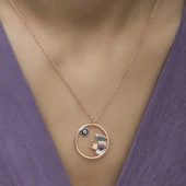 Gümüş Rose Nazarlı El ve Ayak İzi Bayan Kolye thumbnail 5