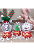 Dekoratif Yılbaşı Yeni Yıl Işıklı Noel Baba ve Noel Ağacı 3'lü Set Kar Küre Işıklı Özel Tasarım 6 CM - 1