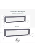 MİNİÇO 150 Cm Bebek Çocuk Güvenlik Yatak Bariyeri Katlanabilir Yatak Korkuluğu Gri - 8