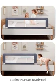 MİNİÇO 150 Cm Bebek Çocuk Güvenlik Yatak Bariyeri Katlanabilir Yatak Korkuluğu Gri - 7