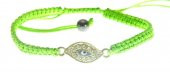 Nazar Göz Bİleklik Swarovski Taşlı Yeşil Örgü Bileklik Ayarlanabilir Bileklik - 1
