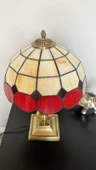 Yüceeller El Yapımı Eskitme Vitray Retro Barok Abajur Masa Lambası Oturma ve Yatak Odası kırmızı Beyaz Siyah - 2