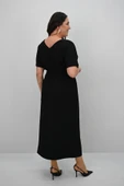 Kadın Büyük Beden Kısa Kollu Kuşaklı Elbise 5297-25 - 8