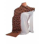 Jawel Pamuklu Açık Kahve Siyah Yapraklı Şal - 1