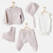 Erkek Bebek Hastane Çıkışı 5 Parça Muslin AC25830 - 4