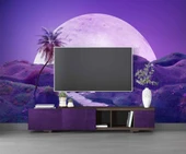 Gece Ay Mor Gökyüzü Temalı Duvar Kağıdı thumbnail 3