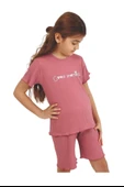 Kız Çocuk Love Baskılı Kısa Kollu Bisiklet Yaka 2/9 Yaş Takımı - 1