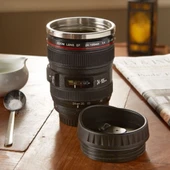 Çelik Kahve Çay Termosu Objektif Görünümlü Lens Mug Kullanışlı Sıcak Soğuk Termos Kupa Bardak Mug - 1