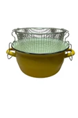 Lüks Emaye Kızartma Tenceresi Fritöz 22cm 3,90 Litre Sarı KR137 - 2