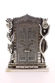 Polyester Üzerine Metal Kaplama Biblo Allah Muhammed Yazılı GülKabe Kapısı Gümüş Biblo 25 Cm - 1